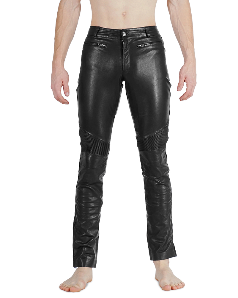 Bockle leather fashion pants